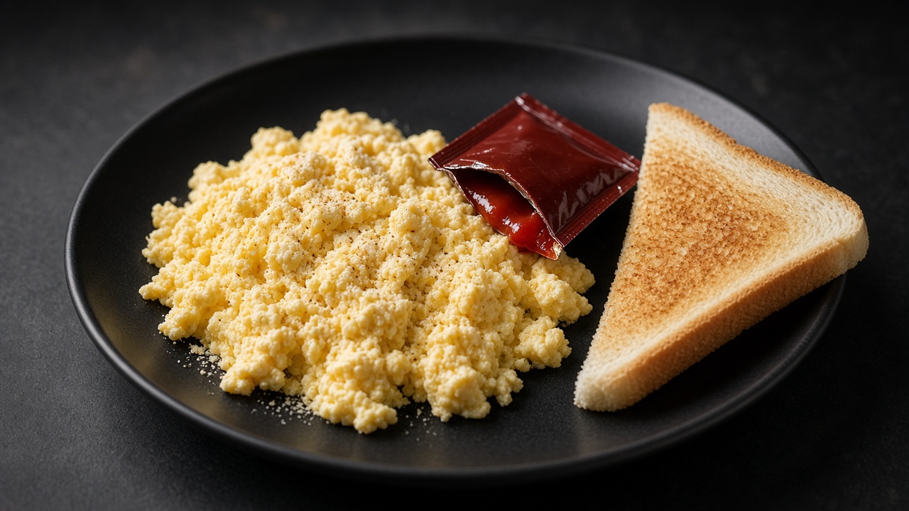 Powdered Eggs with Packet Ketchup