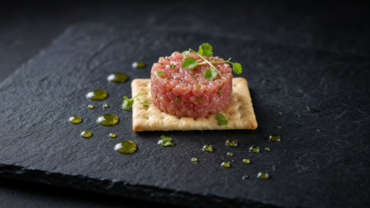 Canned Tuna Tartare on Saltine